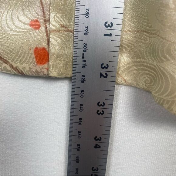 Vintage Pale Yellow W/Branches+Small Red Blossom/Berries Haori Jacket - Picture 7 of 10